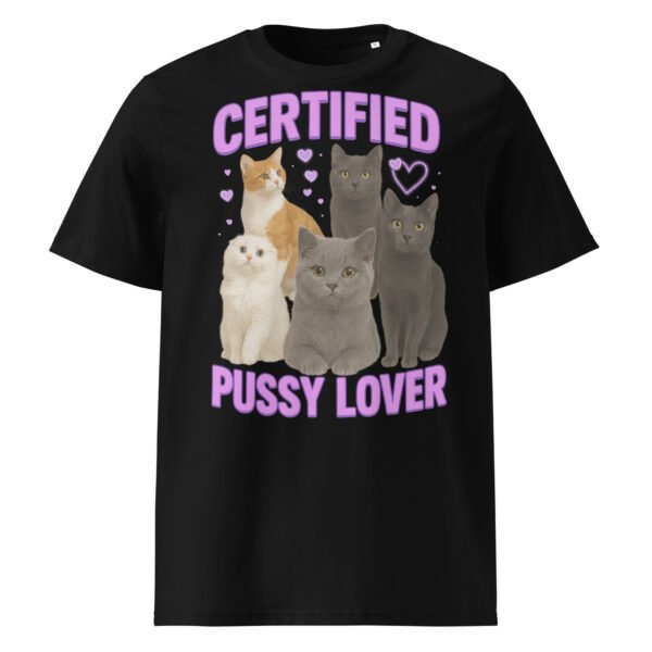 Certified Pussy Lover - Unisex organic ribbed neck t-shirt - Image 2