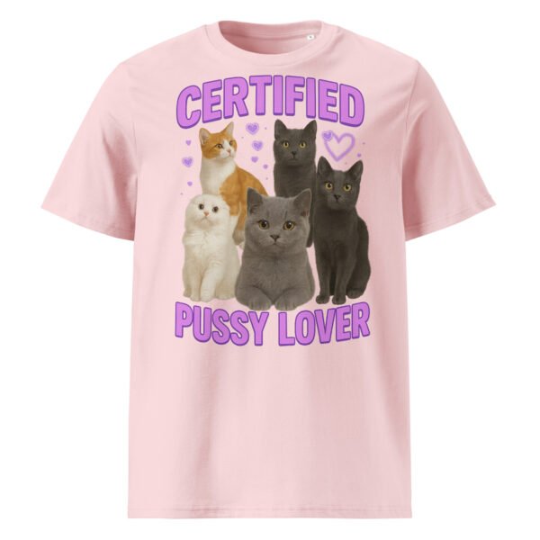 Certified Pussy Lover - Unisex organic ribbed neck t-shirt - Image 4