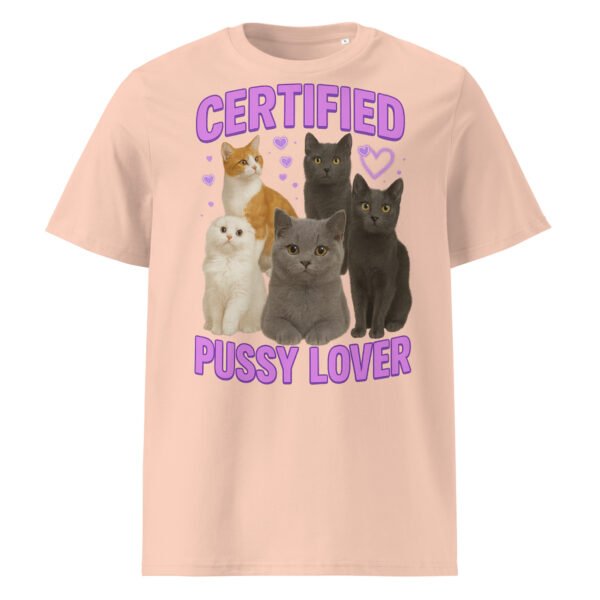 Certified Pussy Lover - Unisex organic ribbed neck t-shirt - Image 3