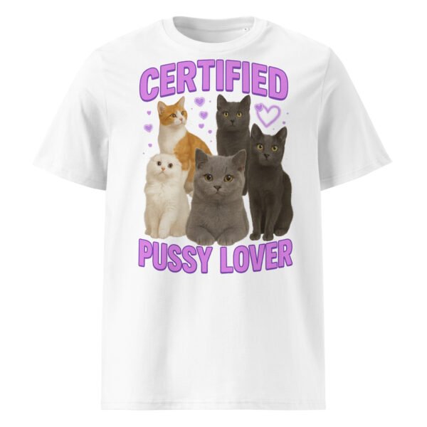 Certified Pussy Lover - Unisex organic ribbed neck t-shirt - Image 5