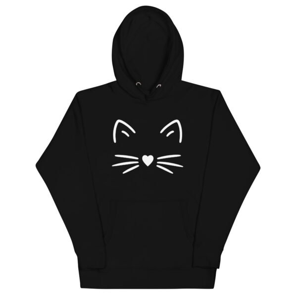 🐾 Unisex Hoodie – Minimal Cat Face (White Outline) - Image 3