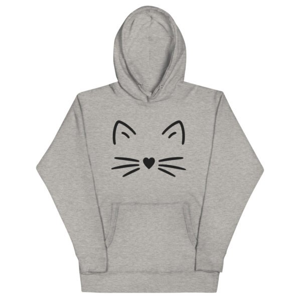 🐾 Unisex Hoodie – Minimal Cat Face (Black Outline) - Image 2