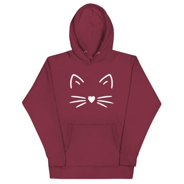 🐾 Unisex Hoodie – Minimal Cat Face (White Outline) - Image 5
