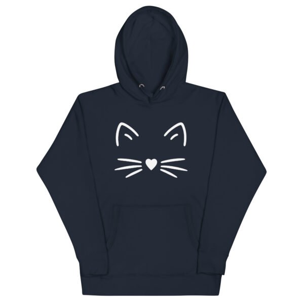 🐾 Unisex Hoodie – Minimal Cat Face (White Outline) - Image 4