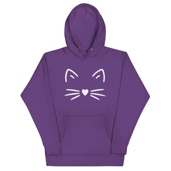🐾 Unisex Hoodie – Minimal Cat Face (White Outline) - Image 9