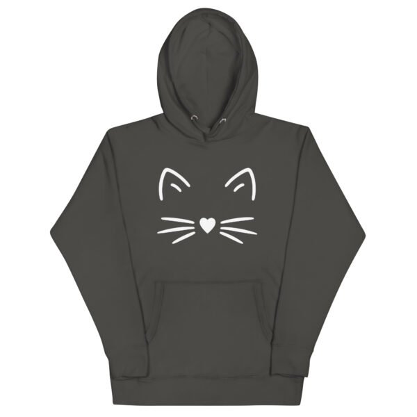 🐾 Unisex Hoodie – Minimal Cat Face (White Outline) - Image 7